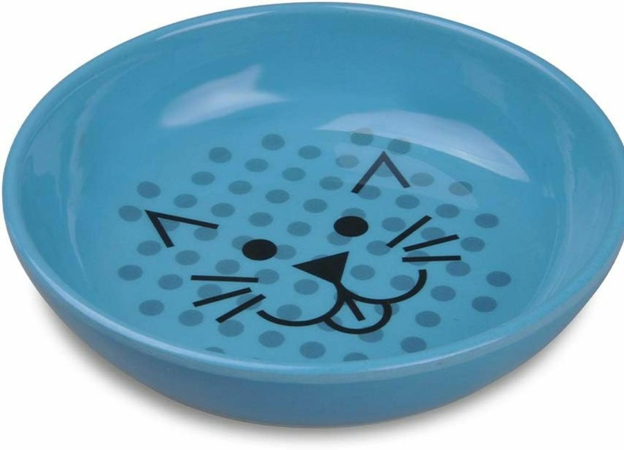 Cat Van Ness | Van Ness Pets Ecoware Whisker-Friendly Cat Bowl, Wide Dish Cat Dish, 8 Oz, Blue