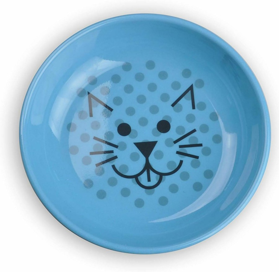 Cat Van Ness | Van Ness Pets Ecoware Whisker-Friendly Cat Bowl, Wide Dish Cat Dish, 8 Oz, Blue