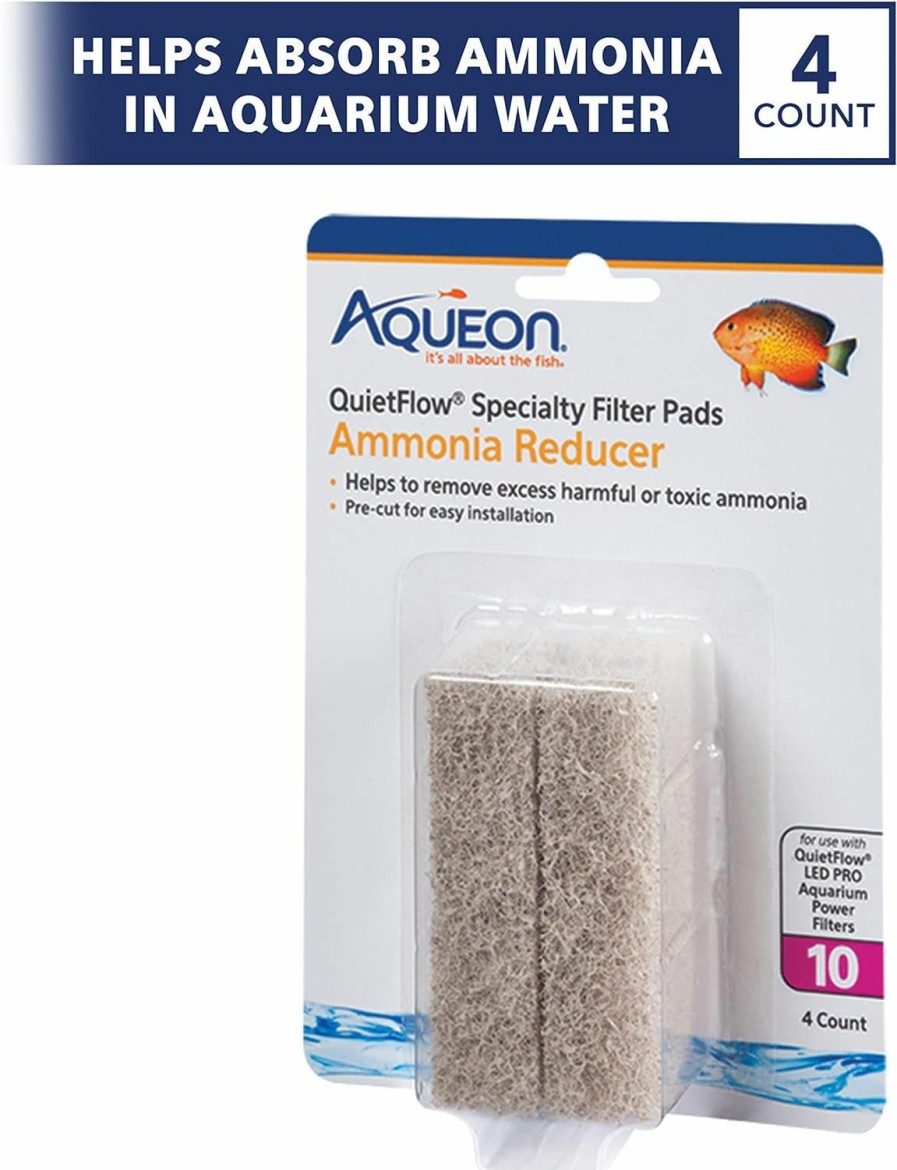 Fish & Aquatic Aqueon | Aqueon Quietflow Led Pro Ammonia Reducer 4 Count Filter Pads For Model 20 And 75