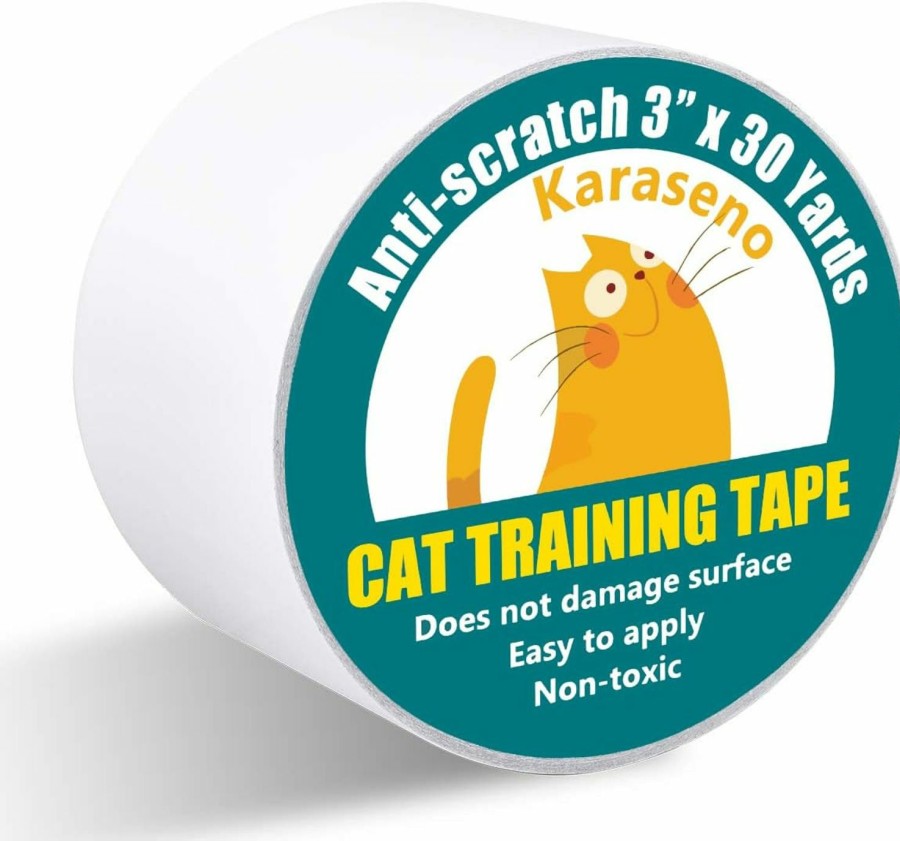 Cat KARASENO | Karaseno Anti Cat Scratch Tape, 3 Inches X 30 Yards Cat Training Tape, 100% Transparent Clear Double Sided Scratch Deterrent Furniture Protector For Couch, Carpet, Doors, Pet & Kid Safe