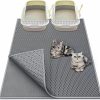 Cat Waretary | Waretary Cat Litter Mat 36\"X 30\", Kitty Pretty Litter Box Trapping Mat, Extra Large Xl Honeycomb Double Scatter Control Layer Mat, Urine & Waterproof, Washable, Easy Clean, Phthalate Free, Grey