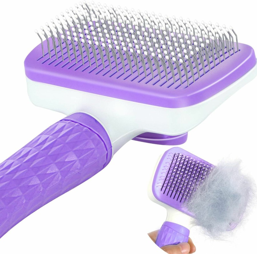 Cat Garstor | Garstor Dog Brush, Cat Brush, Dog Brush For Shedding, Self Cleaning Pet Brush For Grooming Long Short Haired Dog Cats, Cat Brushes For Indoor Cats, For Dog Cat Rabbit Remove Loose Fur And Undercoat