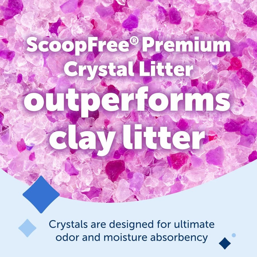 Cat PetSafe | Petsafe Scoopfree Premium Blue Crystal Litter, 4.3 Lb (Pack Of 2) Includes 2 Bags Absorbs Odors 5X Faster Than Clay Clumping Low Tracking For Less Mess Lasts Up To A Month - Lightly Scented