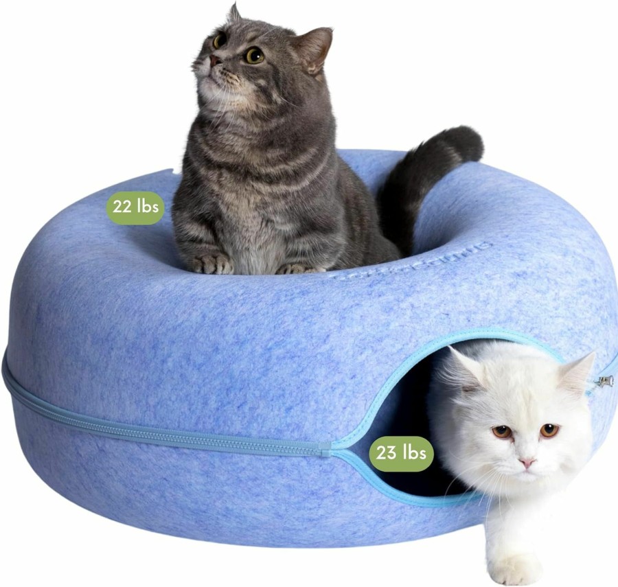 Cat Cattasaurus | Cattasaurus Peekaboo Cat Cave For Multiple & Large Cats Up To 30 Lbs, Scratch Detachable & Washable Tunnel Bed (Dark Gray, Large)