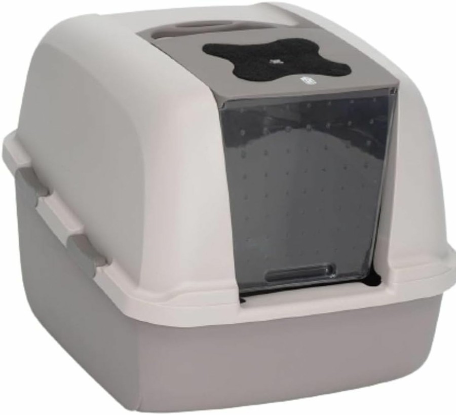 Cat Catit | Catit Airsift Jumbo Hooded Cat Litter Pan, Warm Gray - Privacy And Easy Access For Cleaning - Ideal For Larger Cat Breeds Or Multiple Cat Households