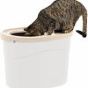 Cat IRIS | Iris Usa Oval Top Entry Cat Litter Box With Scoop, Kitty Litter Tray With Litter Catching Lid Less Tracking Dog Proof And Privacy Large, Gray/White