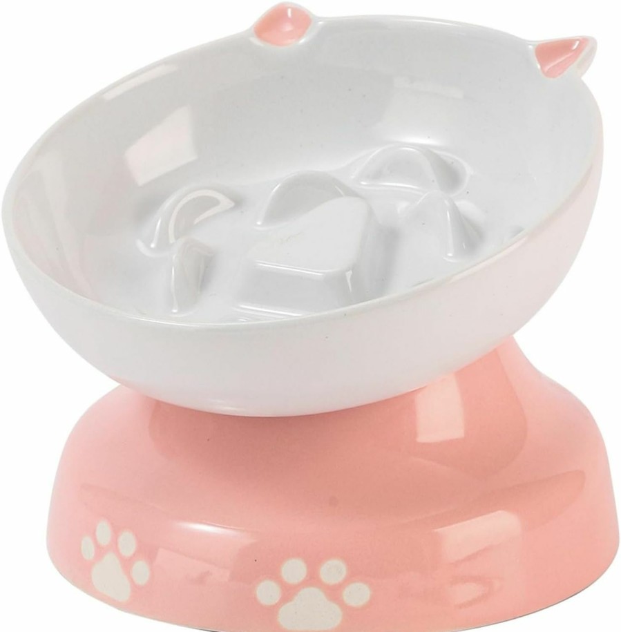 Cat Y YHY | Y Yhy Slow Feeder, Elevated Food Bowl Tilted Design For Dog And Cat For Dry And Wet Food