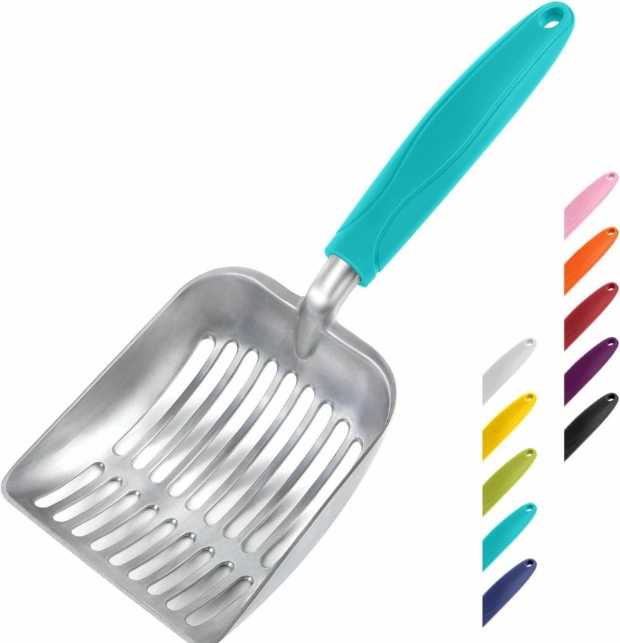 Cat WePet | Wepet Cat Litter Scoop, Aluminum Alloy Sifter, Kitty Metal Scooper, Deep Shovel, Long Handle, Poop Sifting, Kitten Pooper Lifter, Durable, Heavy Duty, For Litter Box