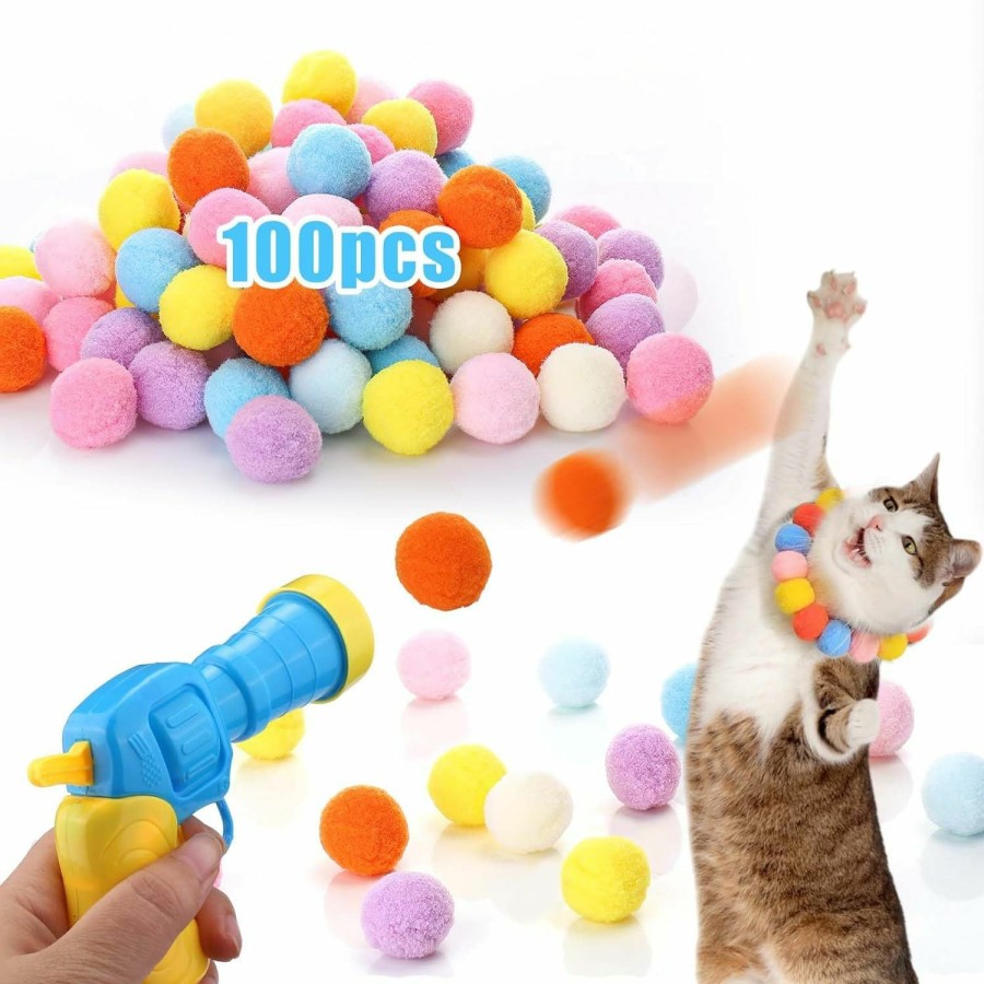 Cat AIERSA | Aiersa Cat Toy Ball Launcher Gun,Cat Fetch Toy Gun Shooter, Plush Ball Shooting Gun With 20Pcs Pom Pom Balls, Toys Interactive For Indoor Cats