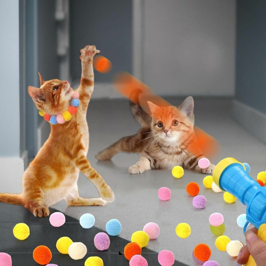 Cat AIERSA | Aiersa Cat Toy Ball Launcher Gun,Cat Fetch Toy Gun Shooter, Plush Ball Shooting Gun With 20Pcs Pom Pom Balls, Toys Interactive For Indoor Cats