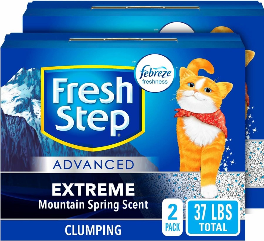 Cat Fresh Step | Fresh Step Clumping Cat Litter, Advanced, Clean Paws Multi-Cat, Extra Large, 37 Pounds Total (2 Pack Of 18.5Lb Boxes)