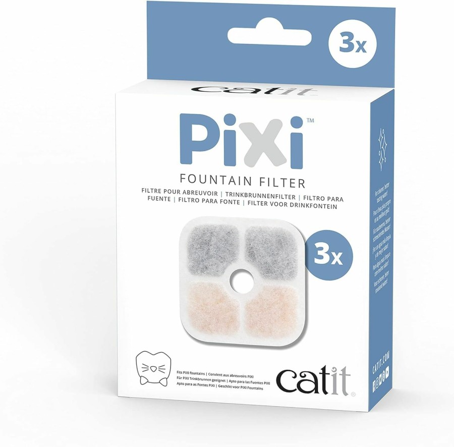 Cat Catit | Catit Pixi Cat Drinking Fountain Original Filter, Official Replacement Triple Action Water Filter, 6-Pack, White