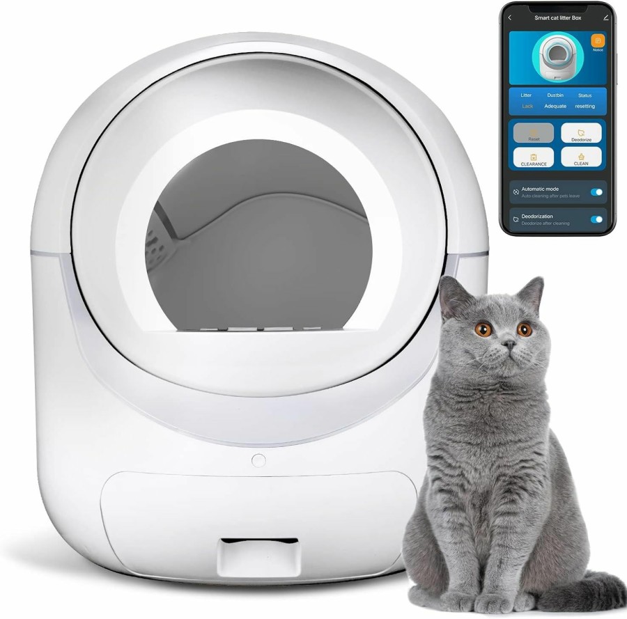 Cat BCHARYA | Cleanpethome Self Cleaning Cat Litter Box, Automatic Cat Litter Box With App Control Odor Removal Safety Protection For Multiple Cats