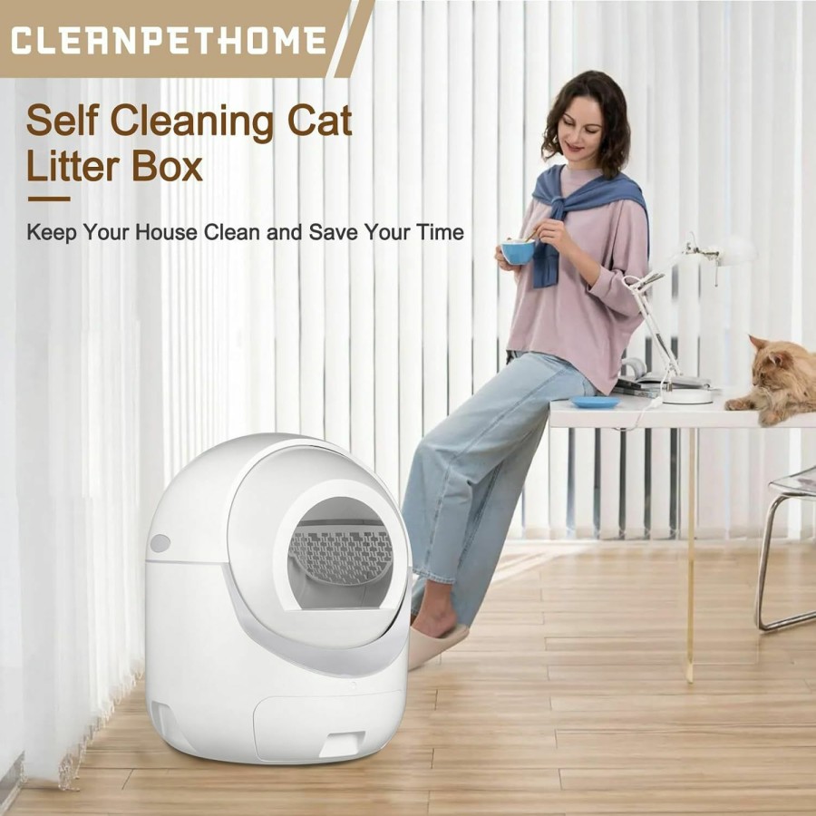 Cat BCHARYA | Cleanpethome Self Cleaning Cat Litter Box, Automatic Cat Litter Box With App Control Odor Removal Safety Protection For Multiple Cats