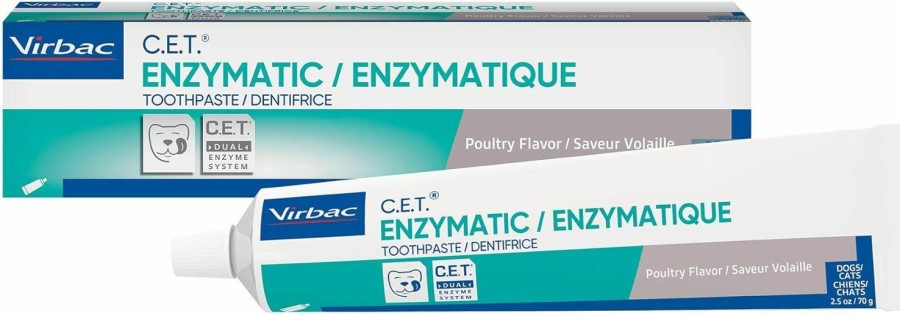 Cat Virbac | Virbac Cet Enzymatic Toothpaste| Eliminates Bad Breath By Removing Plaque & Tartar Buildup | Best Pet Dental Care Toothpaste | Poultry Flavor, 2.5 Oz Tube