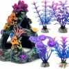 Fish & Aquatic GSD | Gsd Aquarium Colorful Coral Reef Set Fish Tank Decoration Mountain Ornament For Aquarium Environments Decor Accessories, Coral Mountain X 1, Aquatic Plant X 4