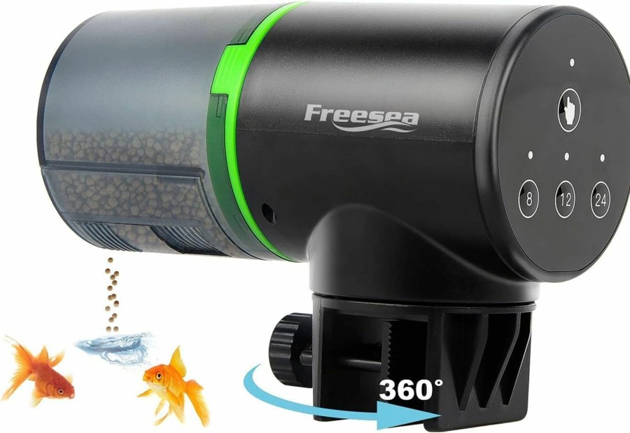 Fish & Aquatic FREESEA | Freesea Aquarium Automatic Fish Feeder: Vacation Timer Feeder For Fish Tank Electric Adjustable Auto Fish Food Dispenser 0.05 Gal & Two Fixed Methods