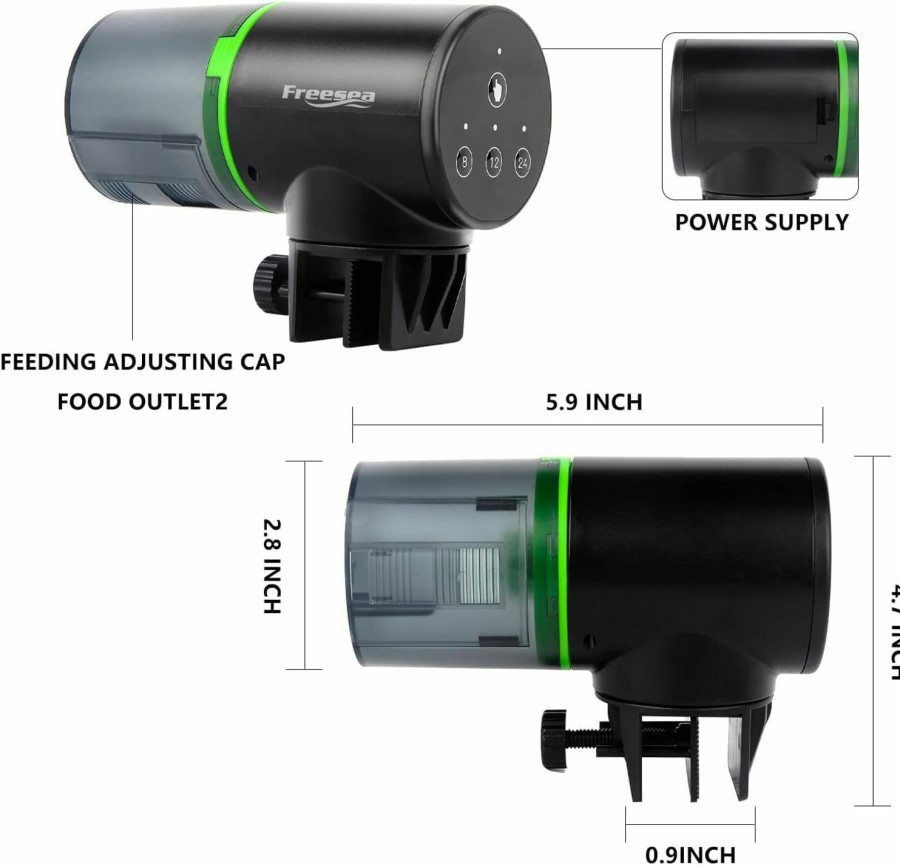 Fish & Aquatic FREESEA | Freesea Aquarium Automatic Fish Feeder: Vacation Timer Feeder For Fish Tank Electric Adjustable Auto Fish Food Dispenser 0.05 Gal & Two Fixed Methods