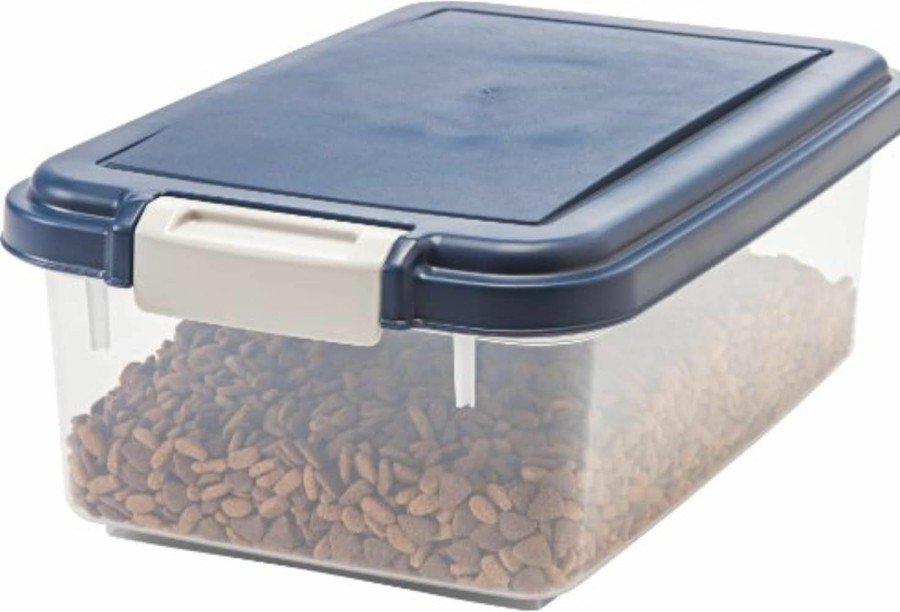 Cat IRIS | Iris Usa 54 Lbs / 69 Qt Weatherpro Airtight Pet Food Storage Container With Attachable Casters, For Dog Cat Bird And Other Pet Food Storage Bin, Keep Fresh, Translucent Body, Easy Mobility, Navy