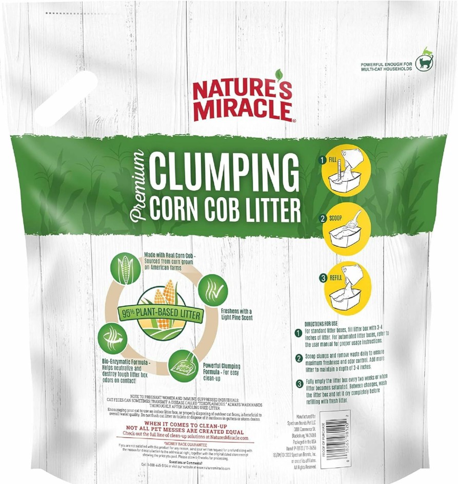 Cat Nature's Miracle | Nature'S Miracle Premium Clumping Corn Cob Litter, Tough Odor Bio-Enzymatic Formula, Dust Free