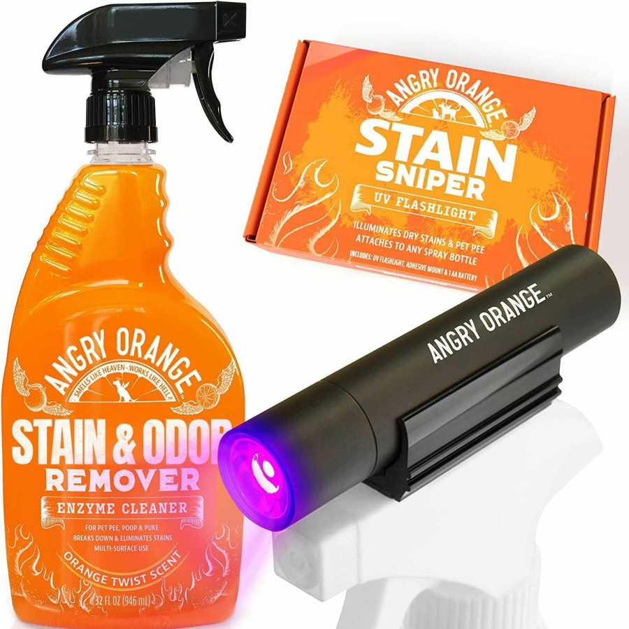 Cat ANGRY ORANGE | Angry Orange Stain Remover - 32Oz Enzyme Pet Cleaner - Dog & Cat Urine Destroyer And Stain Remover - Citrus Spray Cleaning Solution - Puppy Supplies