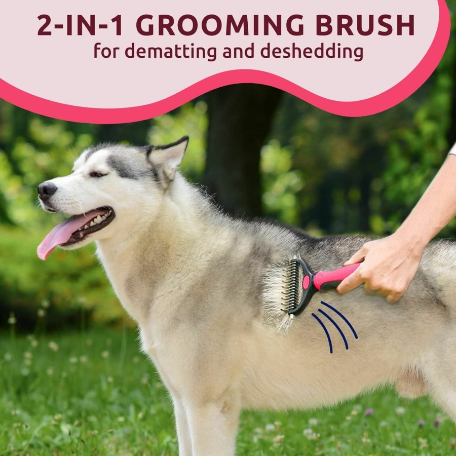 Cat Pat Your Pet | Pat Your Pet Deshedding Brush - Double-Sided Undercoat Rake For Dogs & Cats - Shedding Comb And Dematting Tool For Grooming, Extra Wide