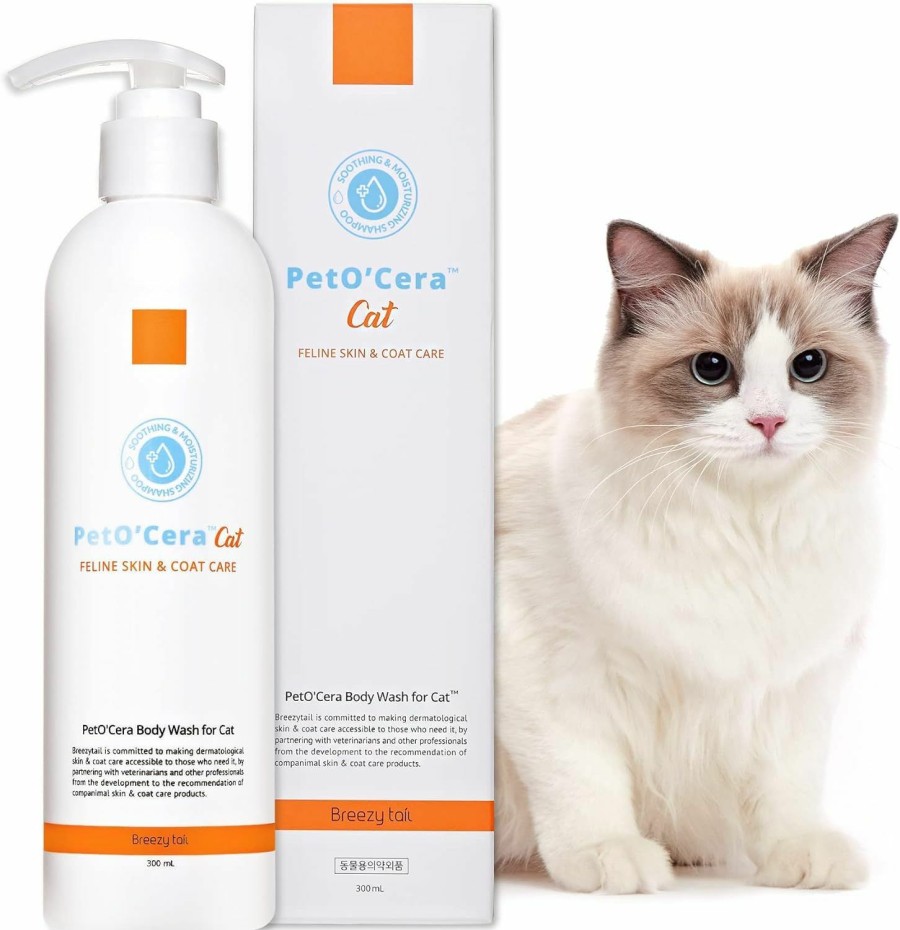 Cat Breezytail | Breezytail Peto'Cera Cat Shampoo | All-In-One Cat Shampoo | Hypoallergenic Itch Relief &Moisturizing | Veterinarian Approved And Formulated Shampoo For Cats (1 Bottle (10.1Oz))