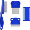 Cat BRILLIRARE | Brillirare 4 Pack Flea Lice Comb, Stainless Steel Dog Cat Grooming Combs With Rounded Teeth, Double Sided Professional Pet Tear Stain Remover, Dematting Tool For Small, Medium & Large Pets