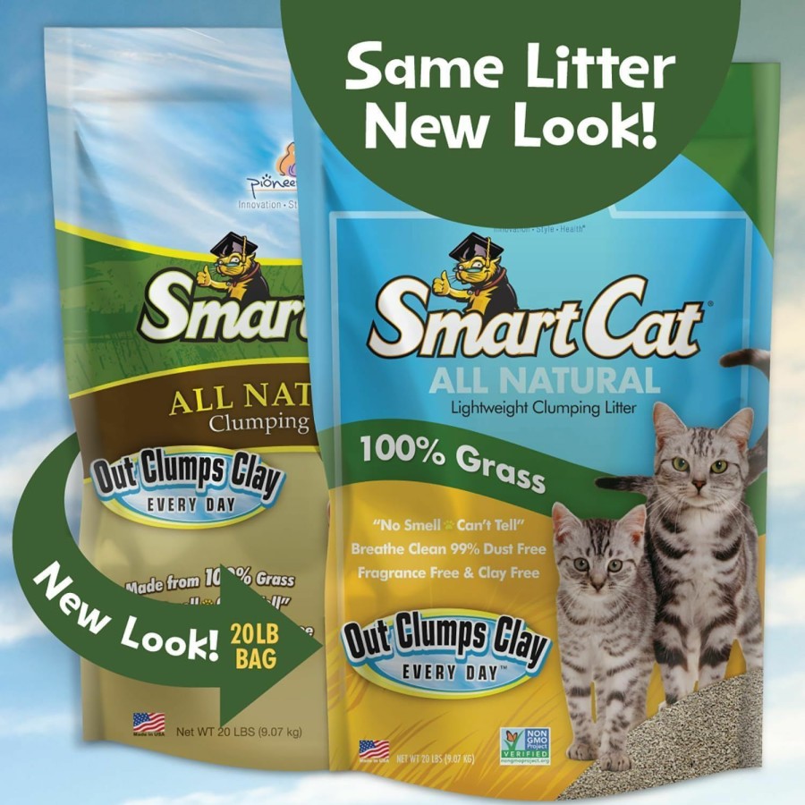 Cat SmartCat | Smartcat All Natural Clumping Cat Litter, 20 Pound (320Oz 1 Pack) - Alternative To Clay And Pellet Litter - Chemical And 99% Dust Free - Unscented And Lightweight