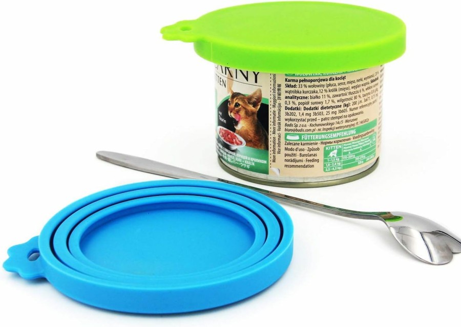 Cat Comtim | Comtim Pet Food Can Cover Silicone Can Lids For Dog And Cat Food(Universal Size,One Fit 3 Standard Size Food Cans),Blue And Green