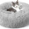 Cat rabbitgoo | Rabbitgoo Cat Beds For Indoor Cats, 20 Inches Cat Bed Machine Washable, Fluffy Round Pet Bed Non-Slip, Calming Soft Plush Donut Cuddler Cushion Self Warming For Small Dogs Kittens, Dark Grey, Medium