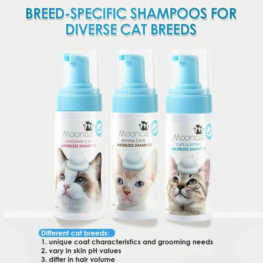 Cat Mooncat | Mooncat Waterless Cat Shampoo, Licking Safe Dry Shampoo, No Rinse Foam Cat Bath, Grooming For Cat, Kitten Sensitive Skin, Dander Reducing, Paraben Free, Ph Balanced (5 Oz) Shampoo Only