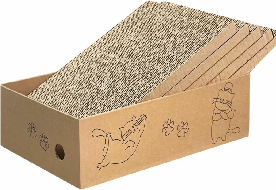 Cat AGYM | Agym Cat Scratcher Cardboard Box For Indoor Cats 5 Packs In 1, Cat Scratching Pad Cardboard Box For Indoor Cats And Kitten, Large Size Cat Scratch Pad Board Easy For Cats To Scratch