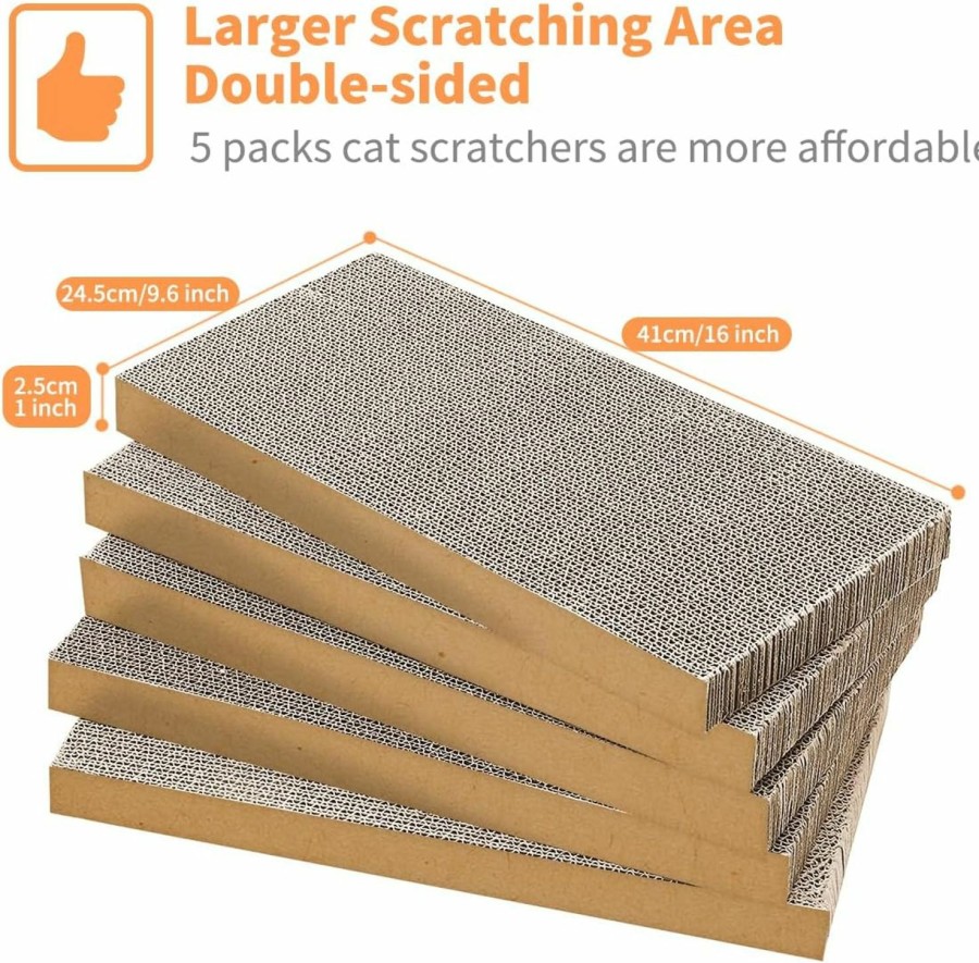 Cat AGYM | Agym Cat Scratcher Cardboard Box For Indoor Cats 5 Packs In 1, Cat Scratching Pad Cardboard Box For Indoor Cats And Kitten, Large Size Cat Scratch Pad Board Easy For Cats To Scratch