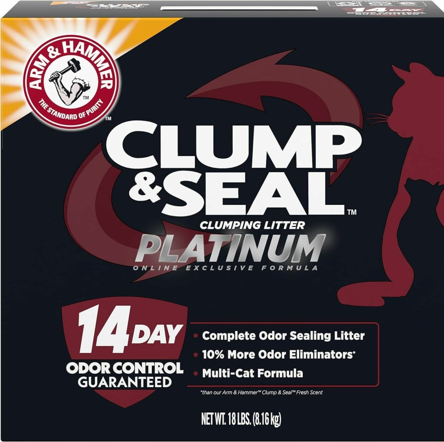 Cat Arm & Hammer | Arm & Hammer Clump & Seal Platinum Multi-Cat Complete Odor Sealing Clumping Cat Litter With 14 Days Of Odor Control, 37 Lbs, Online Exclusive Formula