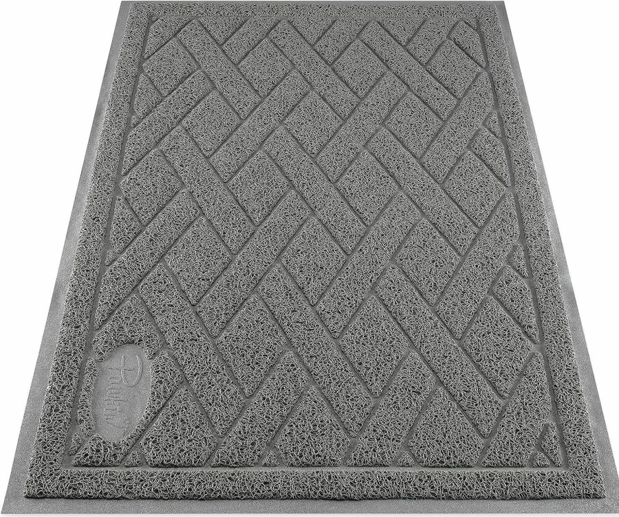 Cat Pawkin | Pawkin Cat Litter Mat, Patented Design With Litter Lock Mesh, Extra Large, Durable, Easy To Clean, Soft, Fits Under Litter Box, Litter Free Floors, Gray