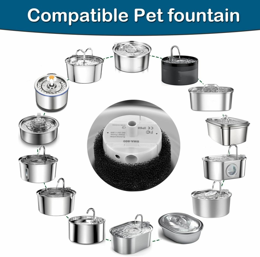 Cat KANCHOU | Cat Water Fountain Pump,Pet Fountain Pump No Led Light Replacement Pump Dr-Dc160 Motor For 360 Stainless Steel Cat Fountain And Cupcake Ceramic Cat Drinking Fountain(Dr-Dc160)