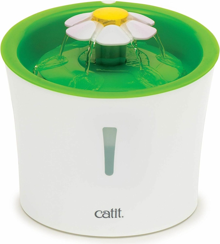 Cat Catit | Catit Flower Fountain With Triple Action Filter, Cat Drinking Water Fountain, 3 L, Green