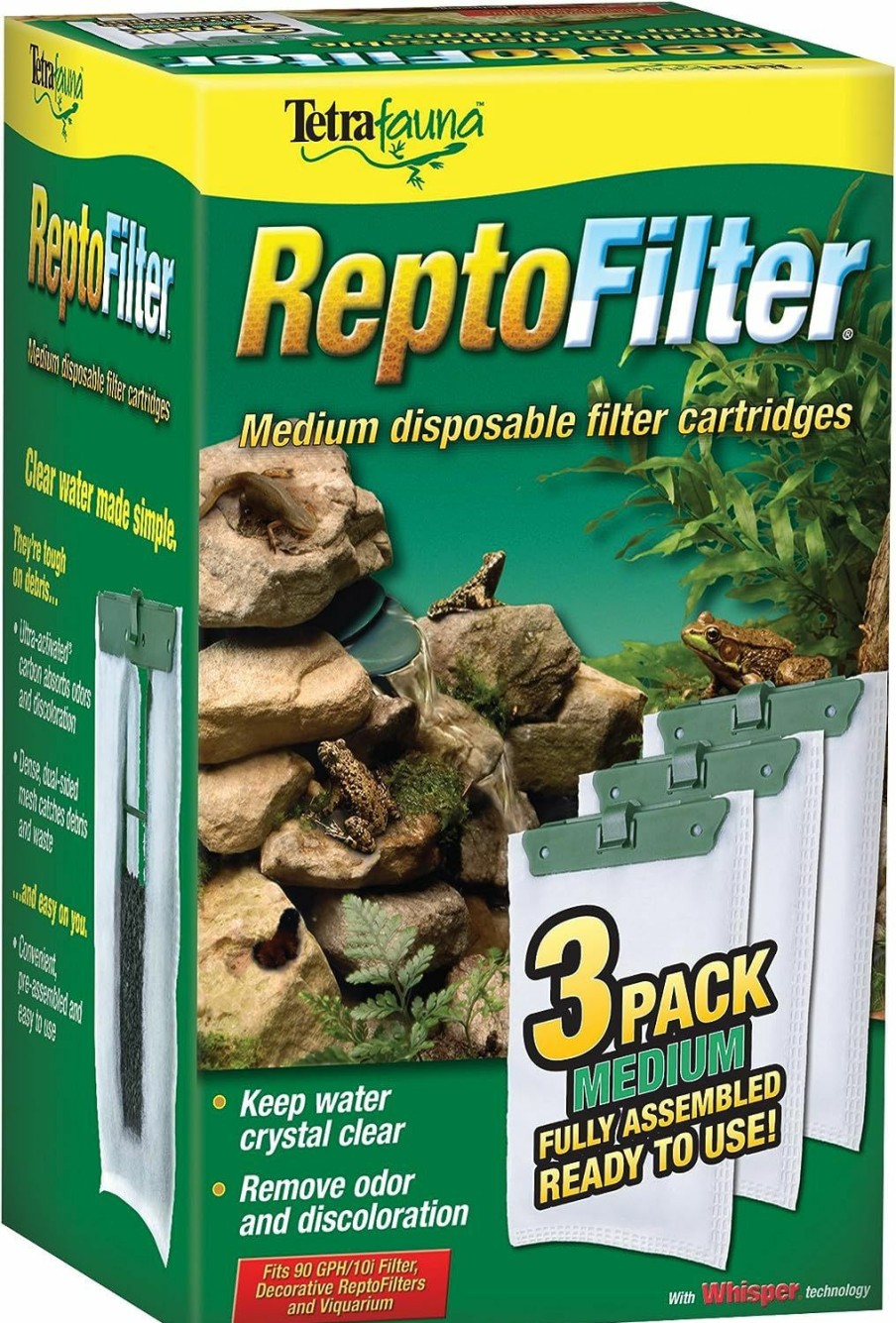 Fish & Aquatic Tetra | Tetra Reptofilter Cartridges - Medium 3 Pack, Green (25845)