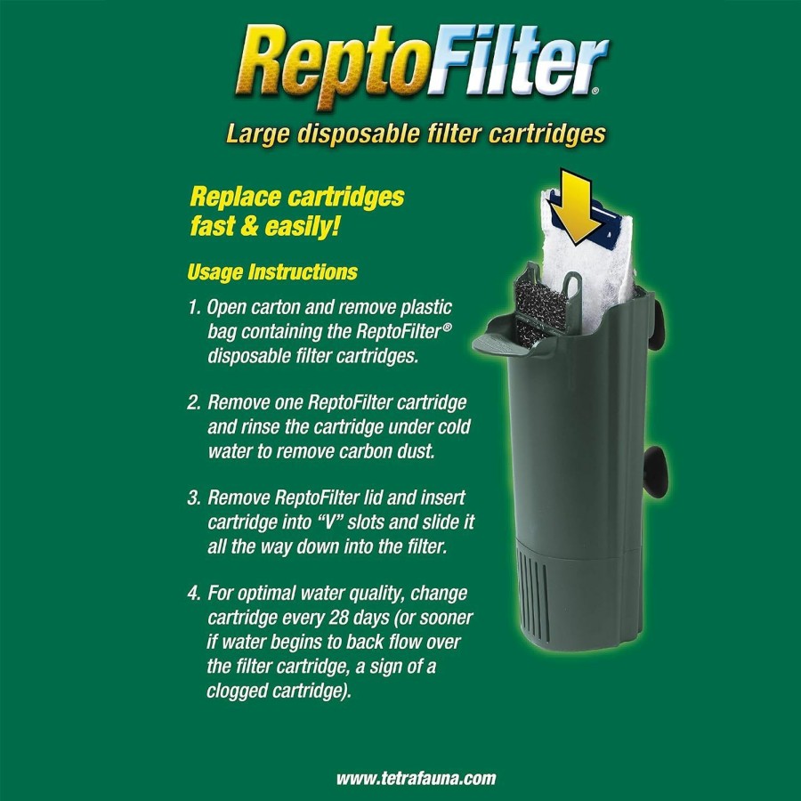 Fish & Aquatic Tetra | Tetra Reptofilter Cartridges - Medium 3 Pack, Green (25845)