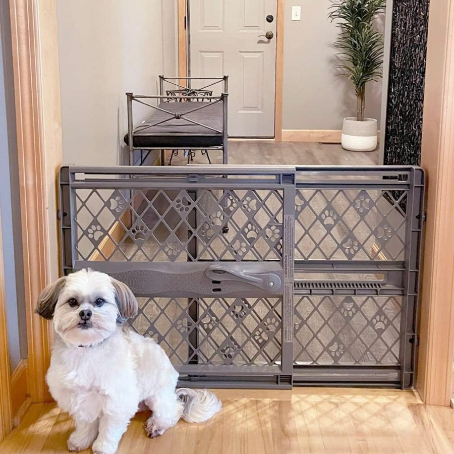 Cat MYPET | Mypet North States Paws Portable Pet Gate: 26-40\" Wide. Pressure Mount. No Tools Needed. Made In Usa. Dog Gate 23\" Tall, Expandable, Durable Dog Gates For Doorways, Fieldstone Gray