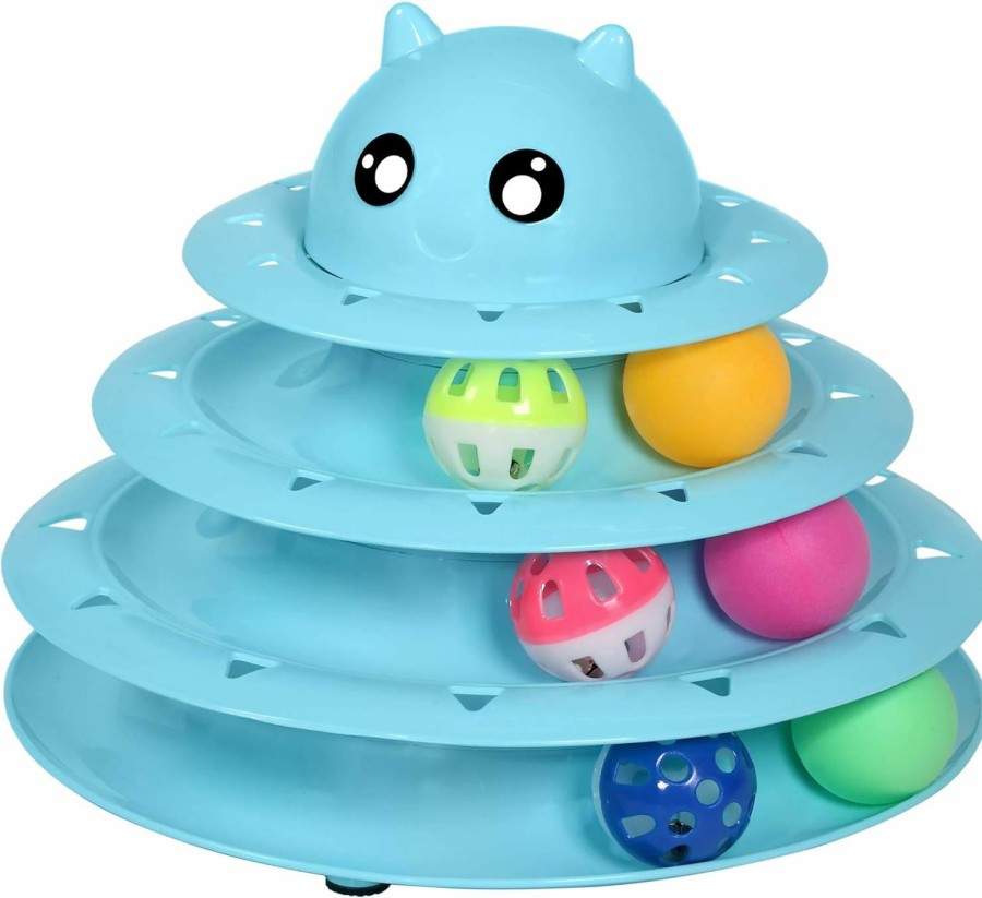 Cat UPSKY | Upsky Cat Toy Roller 3-Level Turntable Cat Toys Balls With Six Colorful Balls Interactive Kitten Fun Mental Physical Exercise Puzzle Kitten Toys.