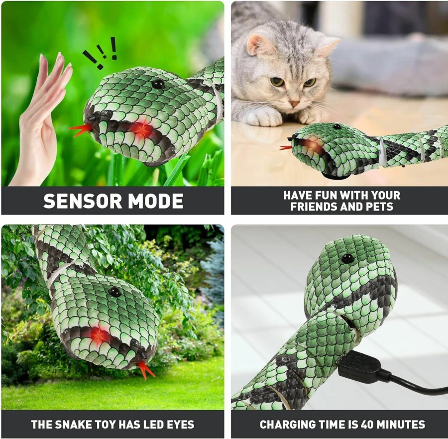 Cat FauKait | Cat Toys Snake Interactive,Kitten Toys,Realistic Smart Sensing Snake Toy,Usb Rechargeable,Automatically Sense Obstacles And Escape,Electric Tricky Snake Cat Toys For Indoor Cats Dogs(Pink Snake)