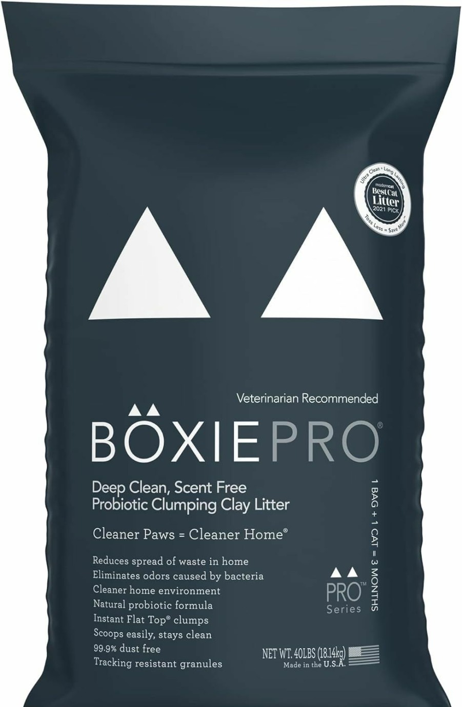 Cat BoxiePro | Boxiepro Clumping Clay Cat Litter - Scent Free - 40 Lb - Cat Activated Probiotics For Odor Control, Ultra Clean, 99.9% Dust Free