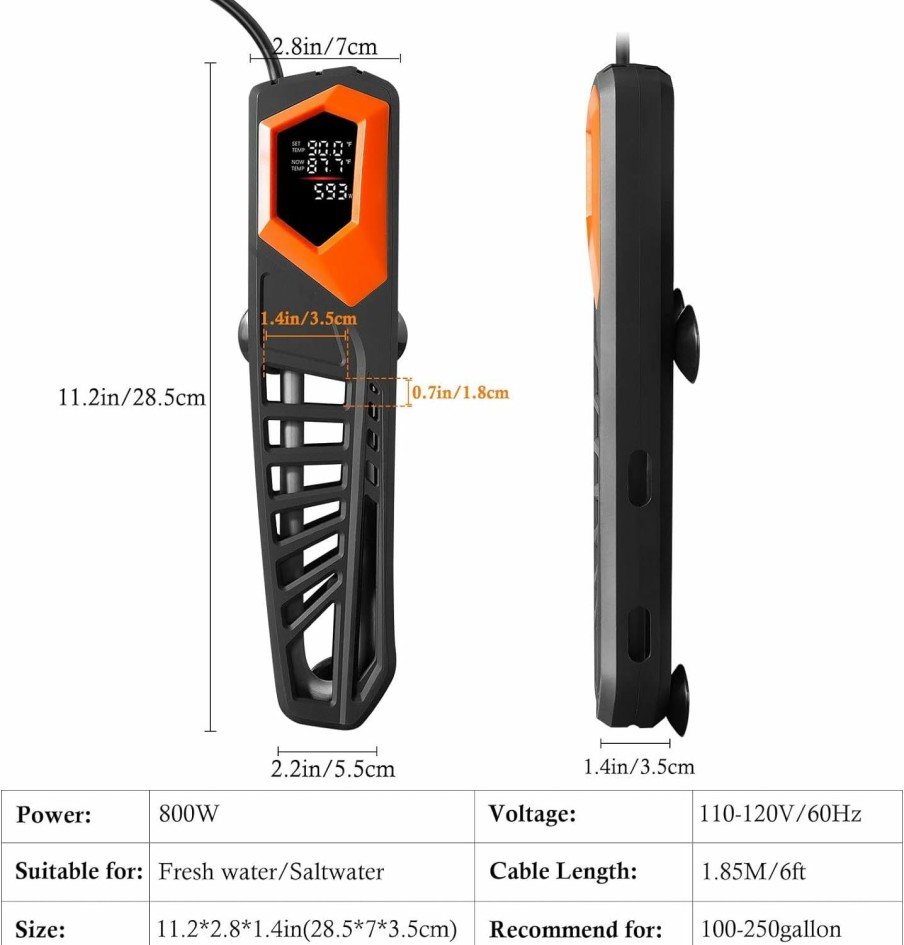 Fish & Aquatic HITOP | Hitop 600W Titanium Aquarium Heater - Digital Fish Heater With Led Temp Display And External Controller, For Large Fish Tank 75~180Gallon