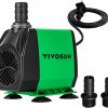 Fish & Aquatic VIVOSUN | Vivosun 800Gph Submersible Pump(3000L/H, 24W), Ultra Quiet Water Fountain Pump With 10Ft. High Lift With 6.5Ft. Power Cord, 3 Nozzles For Fish Tank, Pond, Aquarium, Statuary, Hydroponics Green