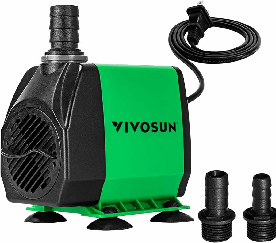 Fish & Aquatic VIVOSUN | Vivosun 800Gph Submersible Pump(3000L/H, 24W), Ultra Quiet Water Fountain Pump With 10Ft. High Lift With 6.5Ft. Power Cord, 3 Nozzles For Fish Tank, Pond, Aquarium, Statuary, Hydroponics Green