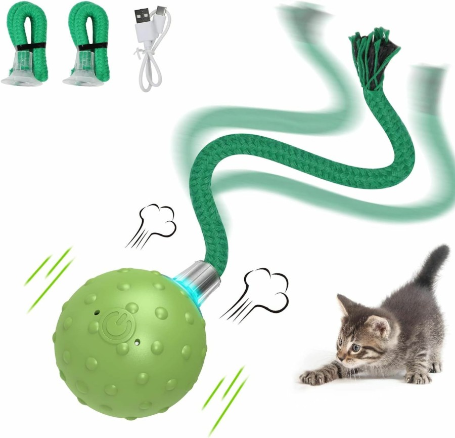 Cat umosis | Umosis Interactive Cat Ball Toy,Motion Activated Automatic Moving Ball Toy With Long Tail Teaser/Simulation Bird Sound/Usb Rechargeable Cat Toys Self Play