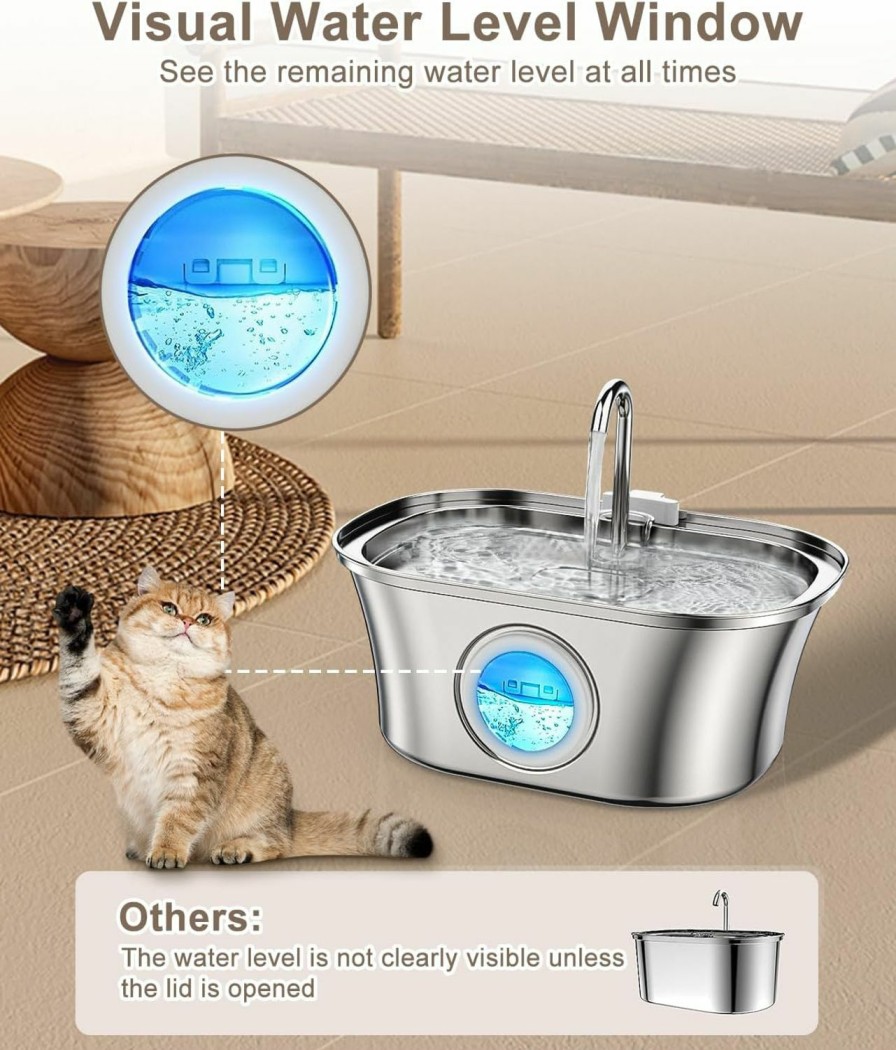 Cat CatChews | Catchews Cat Water Fountain, 88Oz/2.6L Automatic Pet Water Fountain, Ultra Quiet Dog Water Fountain With Stainless Steel Tray, Cat Fountain For Cats, Dogs And Multiple Pets