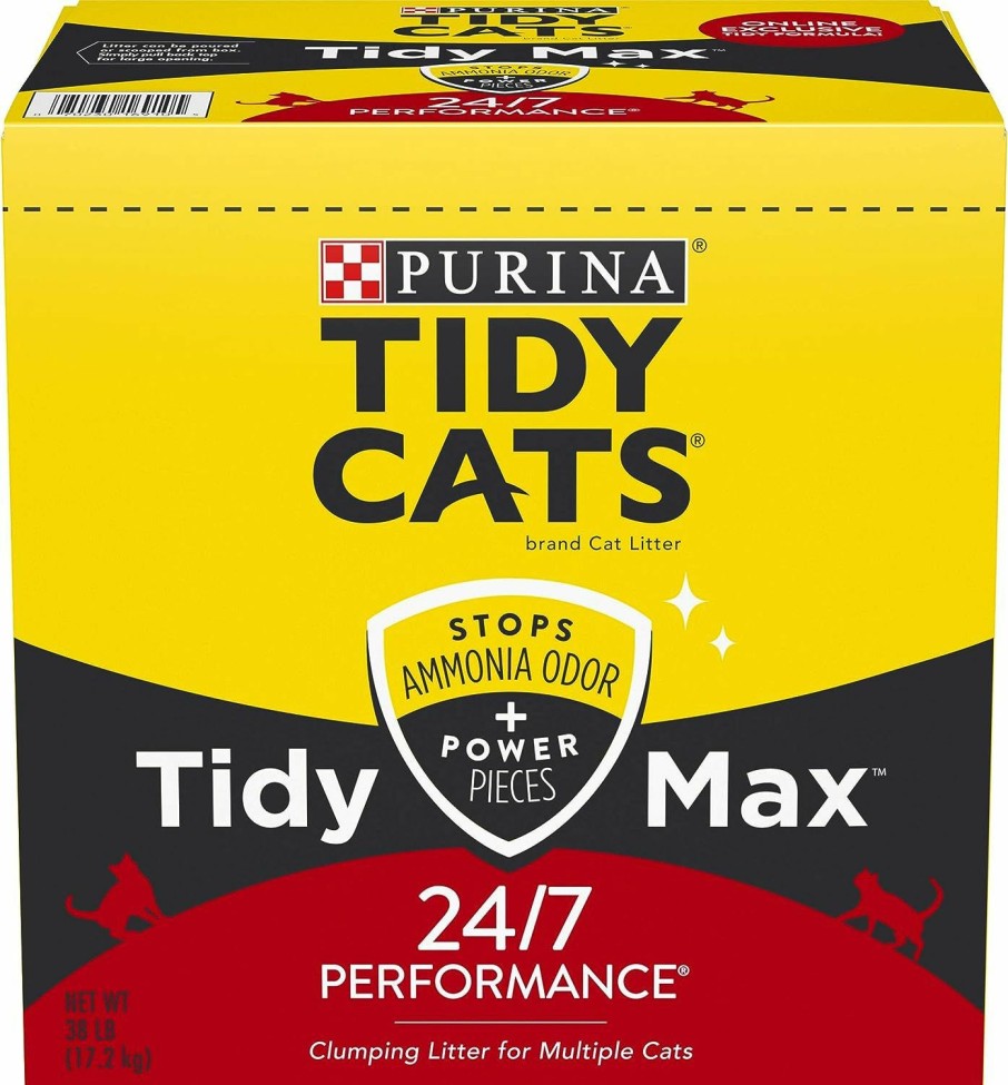 Cat Tidy Cats | Purina Tidy Cats Clumping Cat Litter, Tidy Max 24/7 Performance Multi Cat Litter - 38 Lb. Box